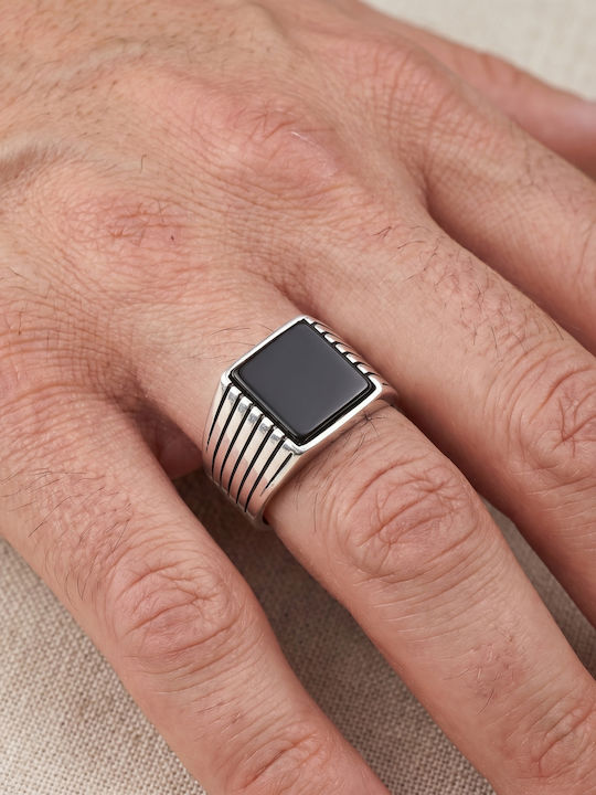 Kiriakos Gofas Men's Ring with Zircon Silver