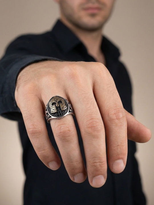 Kiriakos Gofas Men's Ring with Zircon from Silver
