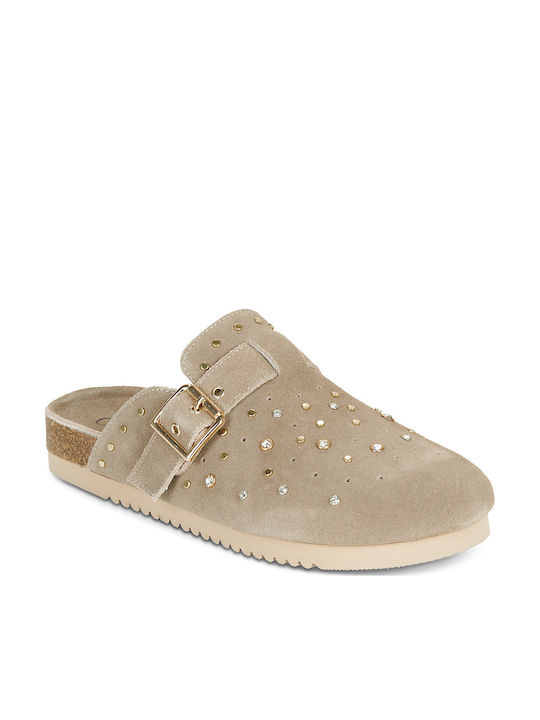 Carmela Footwear Дамски Кожени Анатомични Сабо Бежови