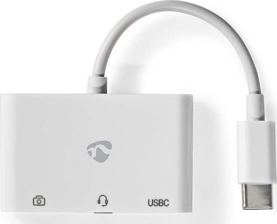 Nedis Hub 2 Ports USB 2.0 with USB-C / USB-A Connection White