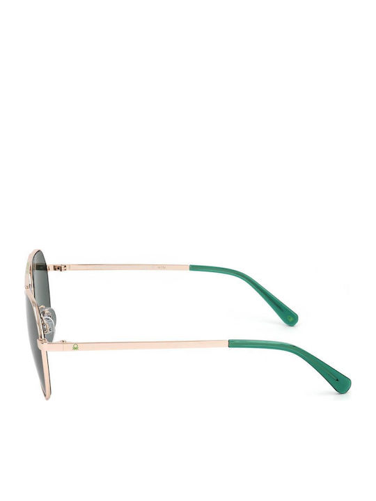 Benetton Unisex Γυαλιά Ηλίου με Ασημί Μεταλλικό Σκελετό και Πράσινο Φακό BE7034 402