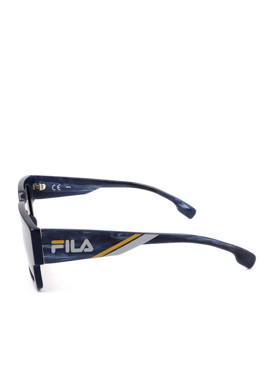 FILA Men's Sunglasses with Navy Blue Plastic Frame and Gray Lens SFI314 6S9X