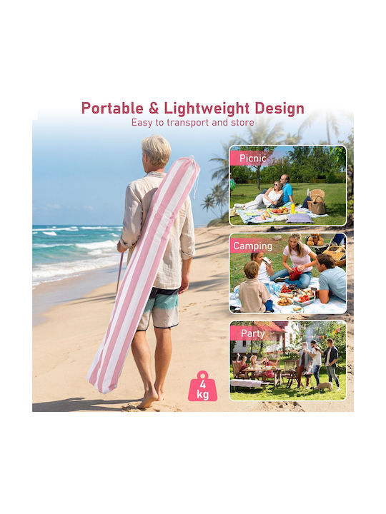 Costway Seitliche Sonnenschirm-Rolle für Garten Rosa 2,45x1,85m