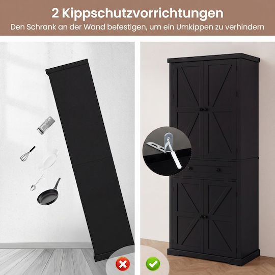 Bodenstehende Kommode Für Küchenschränke Schwarz 184x40x77cm JV13170DK