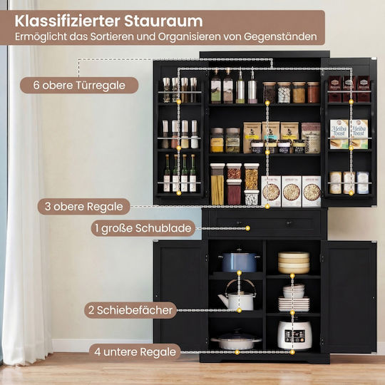 Bodenstehende Kommode Für Küchenschränke Schwarz 184x40x77cm JV13170DK
