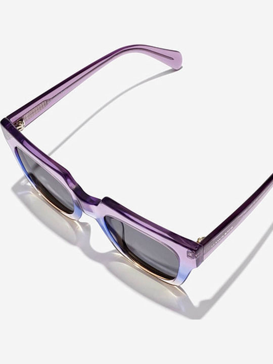 Hawkers Row X Unisex Sunglasses with Purple Metallic Frame and Gray Lenses
