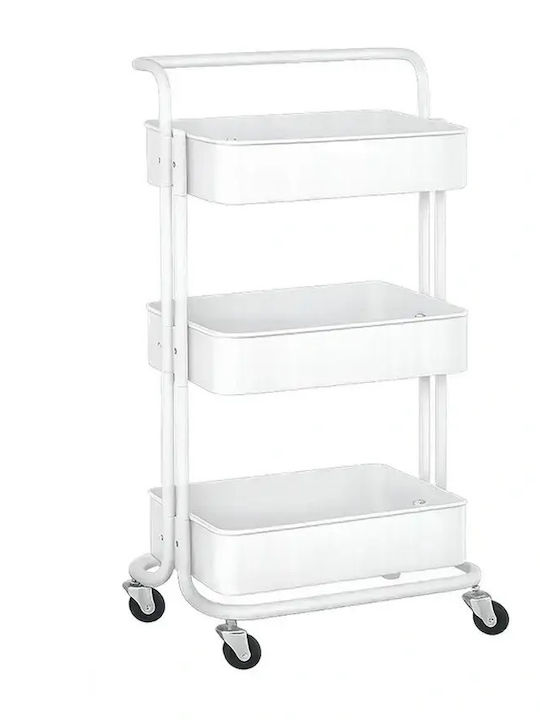 Verk Group Kitchen Trolley Metallic 3 Tiers White 40x36x76cm