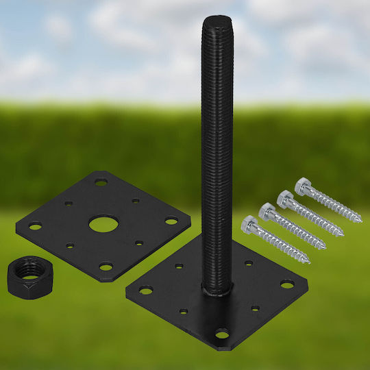 Kotarbau Suport Reglabil Din Oțel Cu Șurub Pentru Stâlp Ancoră Pergole Vânt M24 Filet Antracit 110 X 252 Mm Set 4 Bucăți
