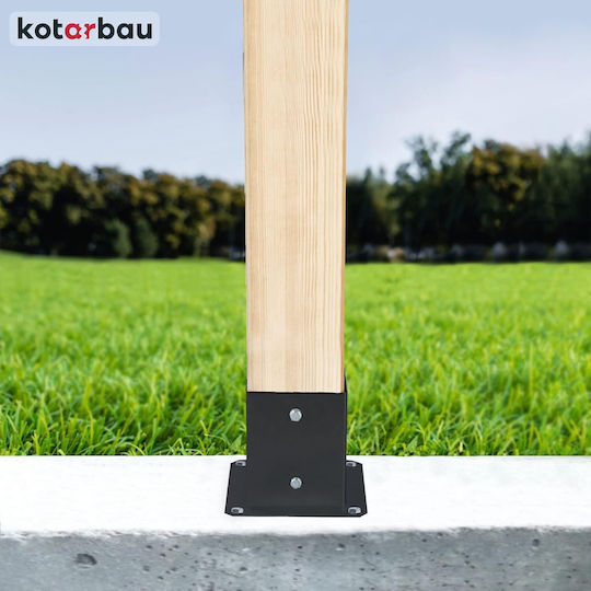Wooden Post Base Screwed To Concrete Black Steel 60x60 Mm 2 Pcs