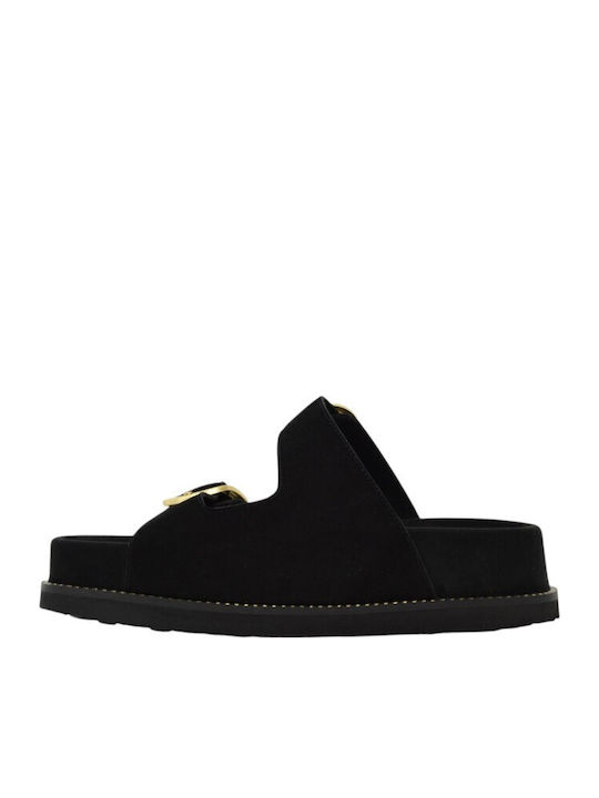 Deri Damen Flatforms Schwarze