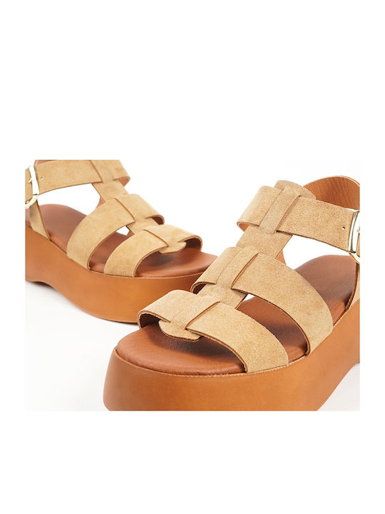 Women's Flat Sandals Flatforms Beige