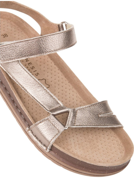 Leather Women's Flat Sandals Silver