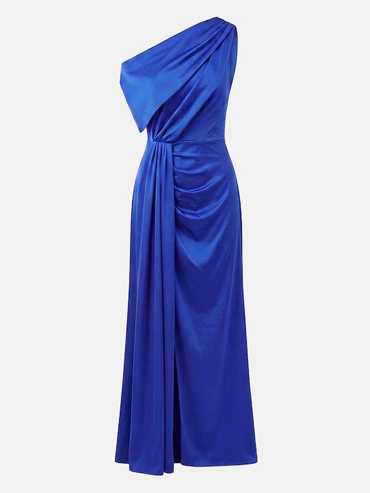 Summer Maxi Dress for Wedding Christening Satin Blue