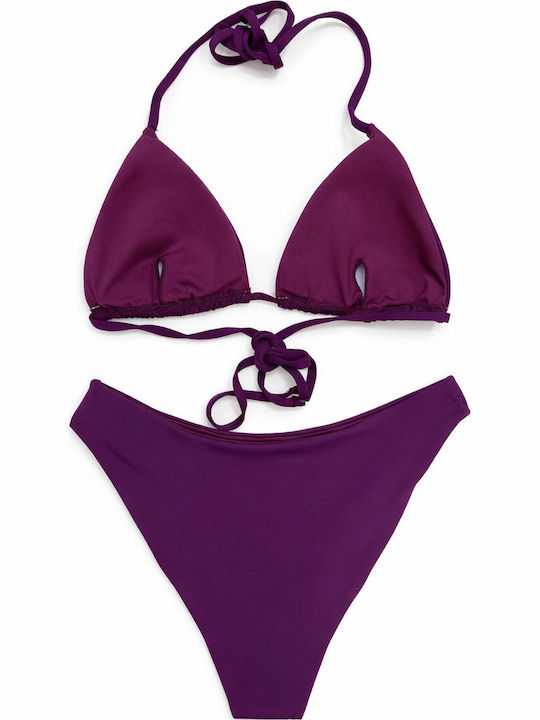 Bikini Set 3 Pieces Shorts Purple