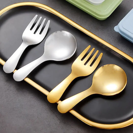 Pandaboo Baby Spoon & Fork Set in Case Light Blue 2 Pieces