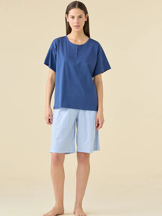 Noidinotte Summer Women's Pyjama Set Cotton Blue