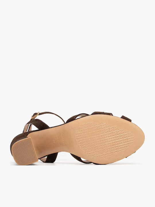 Suede Damen Sandalen Braun