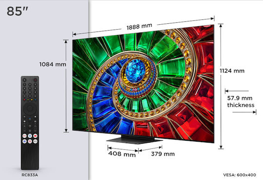 TCL Smart Τηλεόραση 85" 4K UHD RGB-Mini LED RM7L HDR (2026) 85RM7L