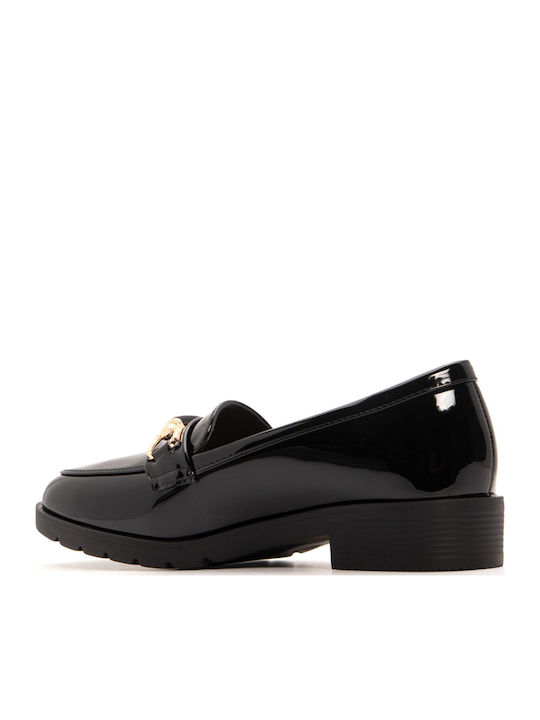 Patent Leather Women's Loafers in Black Colour