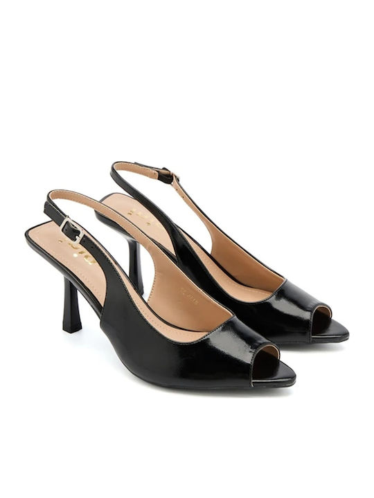 Peep Toe Γόβες από Λουστρίνι Μαύρες