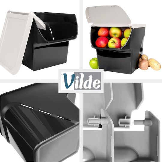 Vilde Set 2 Bucăți Casete Utilizare Generală Cu Capac Plastic Gri 2x26x34cm 2 Bucăți