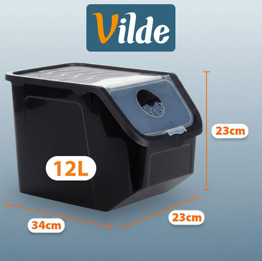 Vilde General Use Food Jar with Lid Plastic Black 12000ml 1 Piece