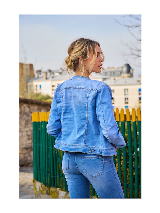 Damen Jean Jacke Hellblau