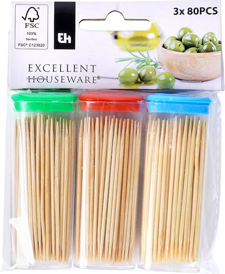 Bamboo Toothpicks 3x80 Pcs