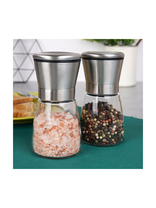 Orion Set Râșnițe Manuale Condimente din Sticlă 13.5cm 2 Bucăți