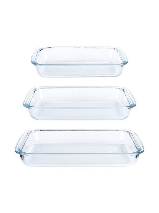 Vilde Rectangular Heat-Resistant Cookware Glass 3000ml 3 Pieces
