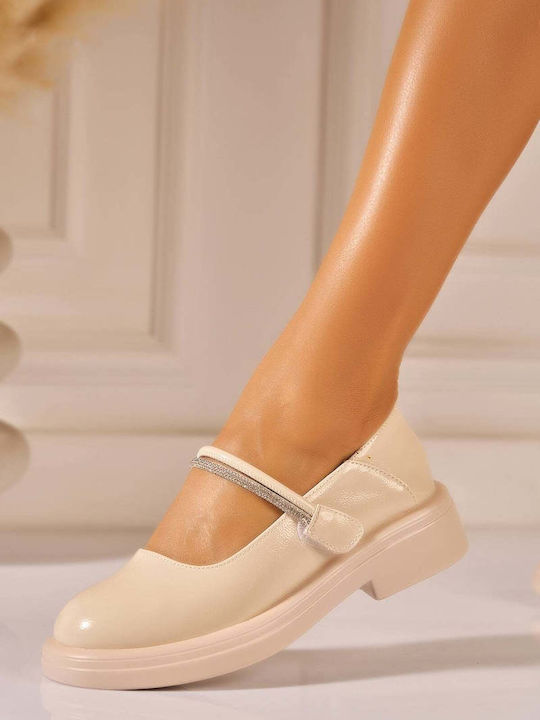 Women's Ballerina Shoes In Beige Colour