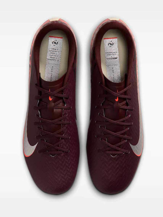 Nike United Mercurial Vapor 16 Academy Football Shoes with Cleats FG/MG Burgundy Crush University Red Fossil Metallic Silver
