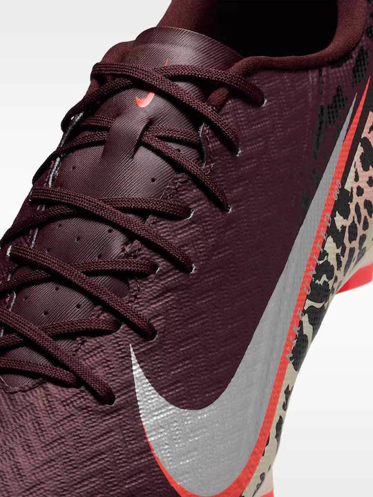Nike United Mercurial Vapor 16 Academy Football Shoes with Cleats FG/MG Burgundy Crush University Red Fossil Metallic Silver