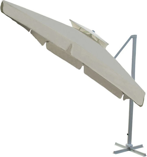 Umbrelă Suspendată Pătrată Din Aluminiu Ecru 3x3m