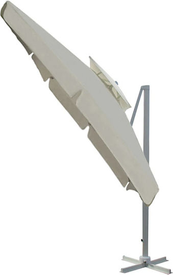 Umbrelă Suspendată Pătrată Din Aluminiu Ecru 3x3m