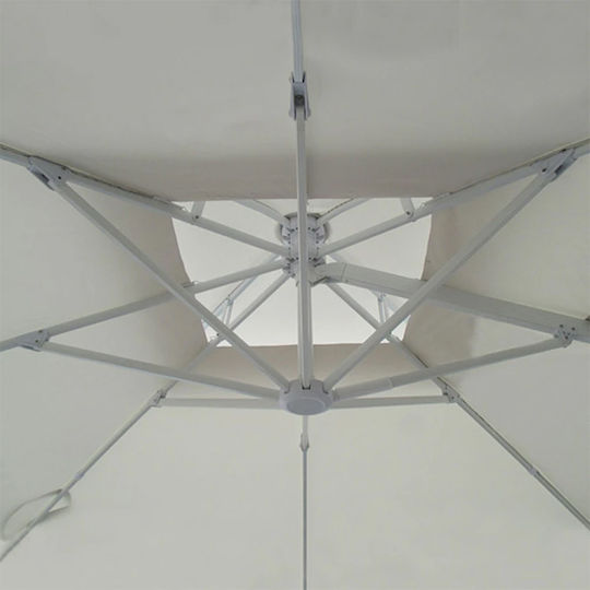 Umbrelă Suspendată Pătrată Din Aluminiu Ecru 3x3m