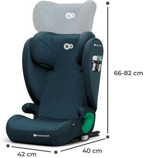 Kinderkraft Junior Fix Καθισματάκι Αυτοκινήτου High-back Booster i-Size με Isofix Harbor Blue Green