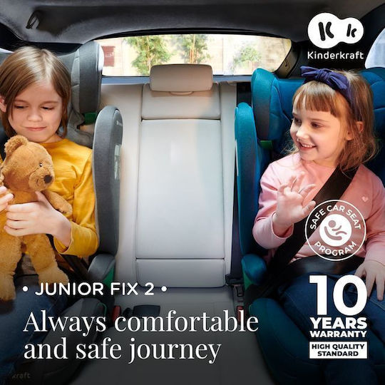 Kinderkraft Junior Fix Καθισματάκι Αυτοκινήτου High-back Booster i-Size με Isofix Harbor Blue Green