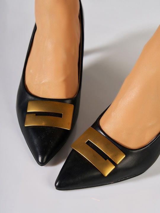 Leather Heels with High Heel Black
