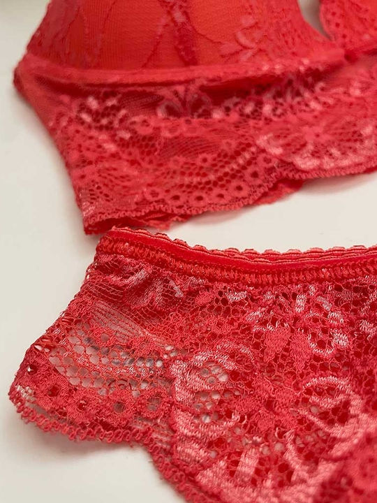 Jadea Δαντελένιο Σετ Εσωρούχων Bralette με Brazil