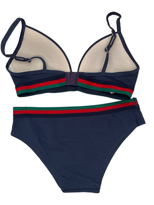 Jadea Σετ Εσωρούχων Σουτιέν με Slip μπλε-navy