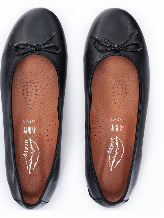 Leder Damen Ballerinas Schwarze