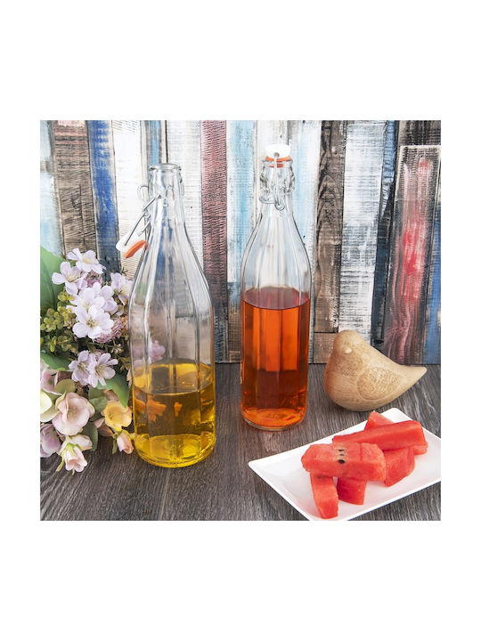 Orion Μπουκάλι Νερού Γυάλινο με Κλιπ Διάφανο 750ml