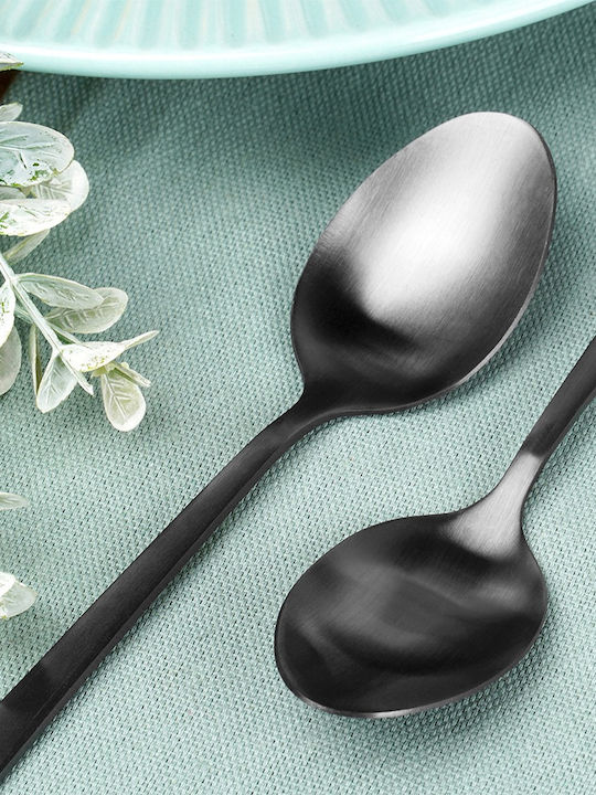 Excellent Houseware Комплект Лъжици За Кафе И Чай От Неръждаема Стомана Черни 4 Бройки