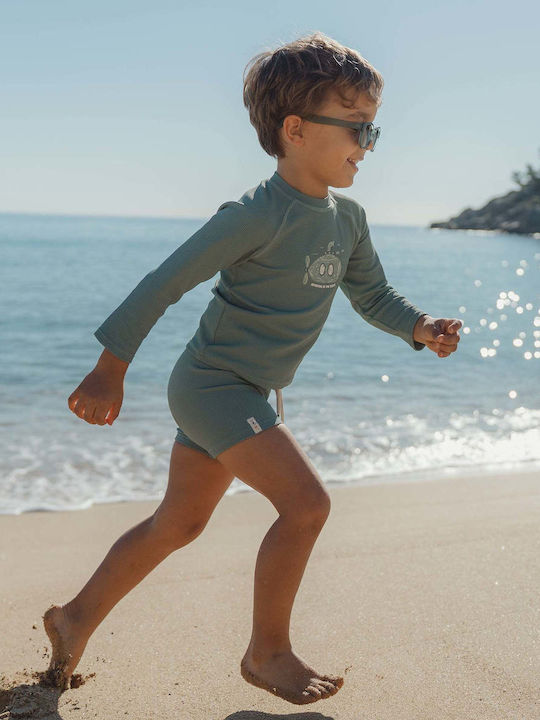 Little Dutch Kids Swimwear Rashguard With Long Sleeve Ocean Green