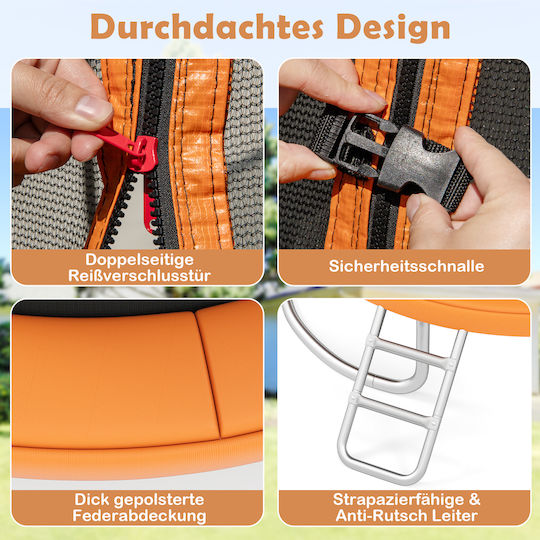 Costway TW10142OR Trampolin Draußen Mit Durchmesser 366cm Mit Leiter & Netz