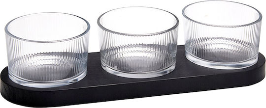 Excellent Houseware Стъклена Ордьорвиери Триместна Ширина 30xДължина 10xВисочина 10см 4 Брой
