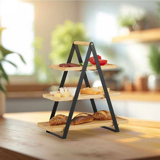Relaxdays Metallic Tiered Appetizer Stand 2 Tiers Beige W33xL34xH19cm