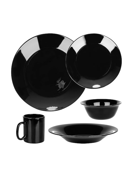 Vilde Negru Sticlă Set de Vase 30buc