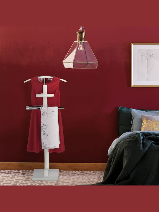 Relaxdays Cuier De Podea Din Metal Alb 112x32cm